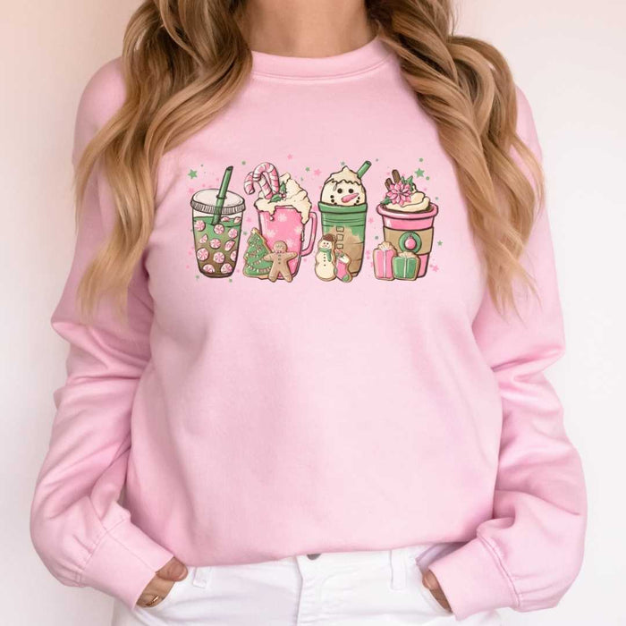 Pink Christmas Drinks Sweatshirt